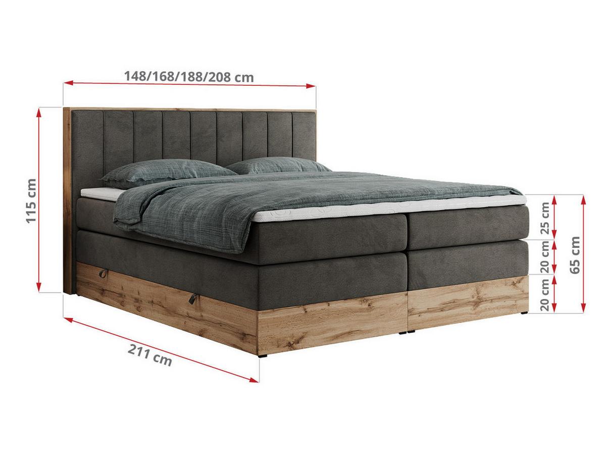 BOXSPRINGBETT BELLISSIMO KING 180/200 Dunkelgrau Velvet - H4 - Dunkelgrau, Holz/Textil (180/200cm) - MKS