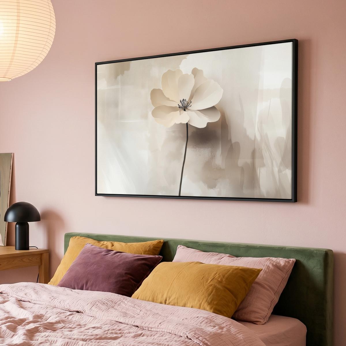 LEINWAND Bilder mit Rahmen - Blume - Beige - Farbe - Schatten - 140x90 - Creme, Textil (140/90cm) - MuchoWow