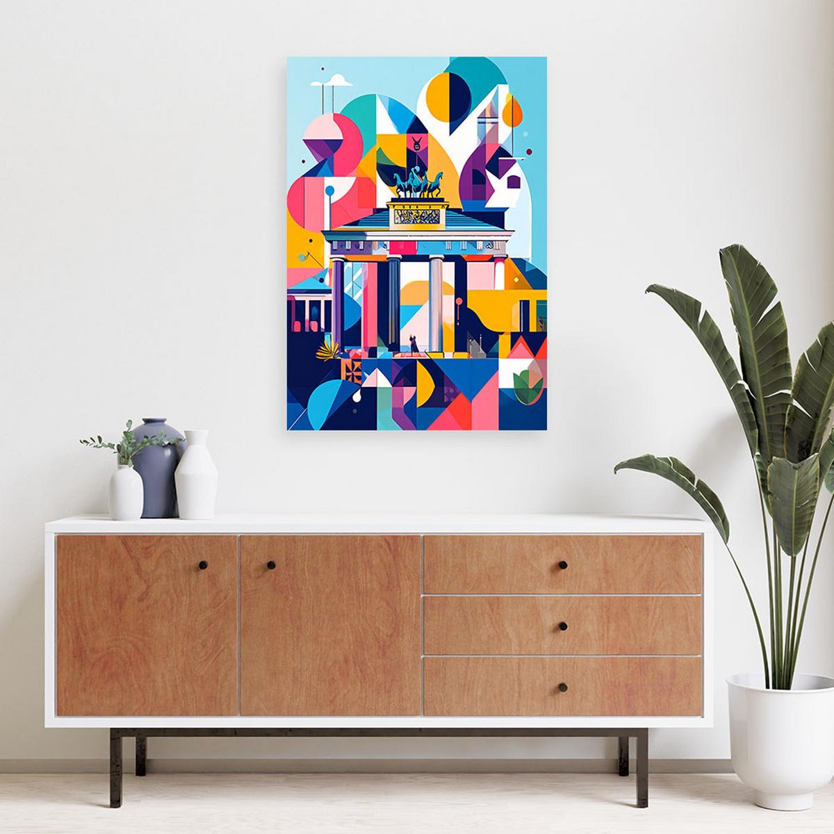 LEINWANDBILD Berlin Stadt Abstraktion im Bauhaus-Stil 80x120cm - Multicolor, Textil (80/120cm) - Feeby