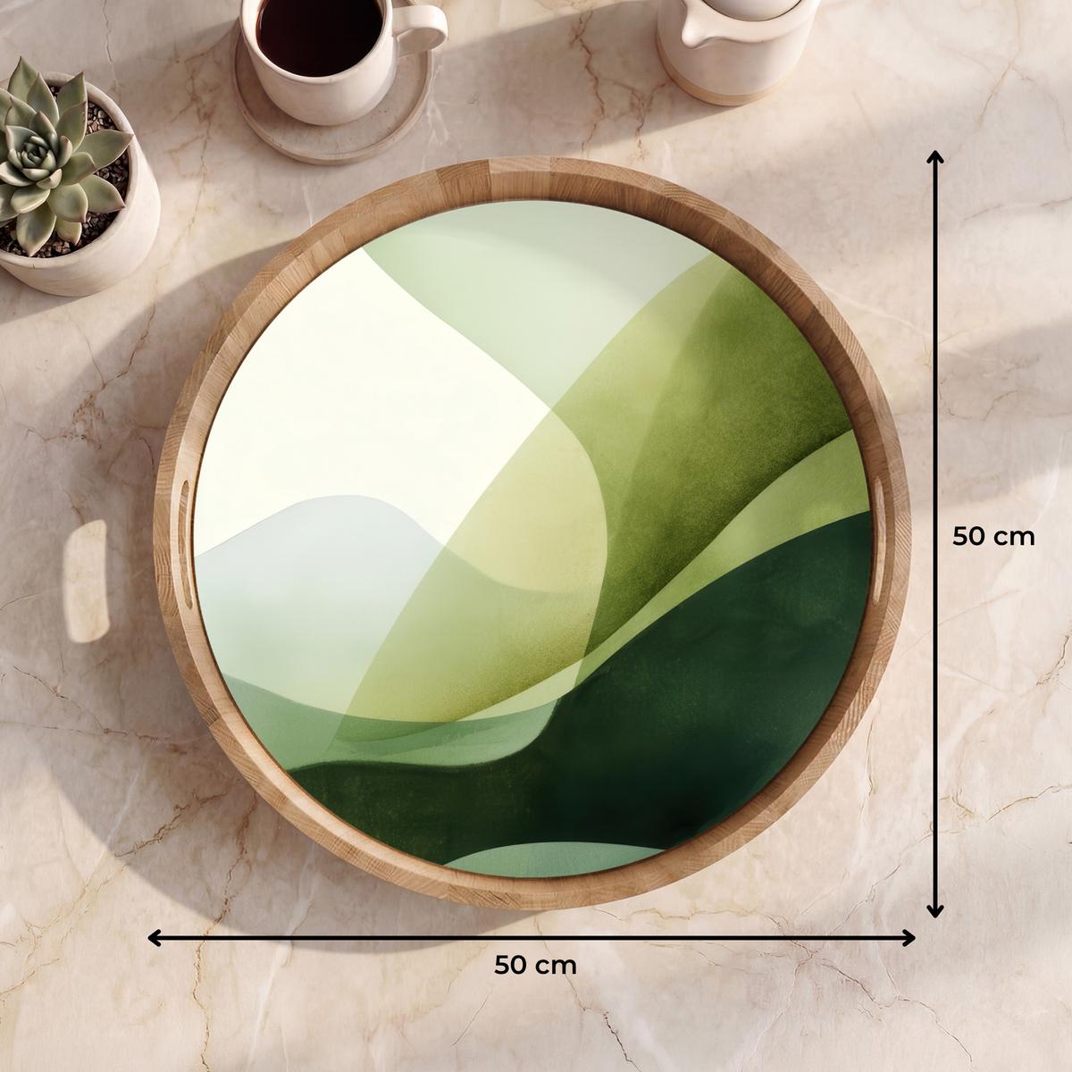 TABLETT Wellen - Abstrakt - Hellgrün - Ornamental 50x50 cm - Grün, Holz (50/5/5cm) - OnlyWow