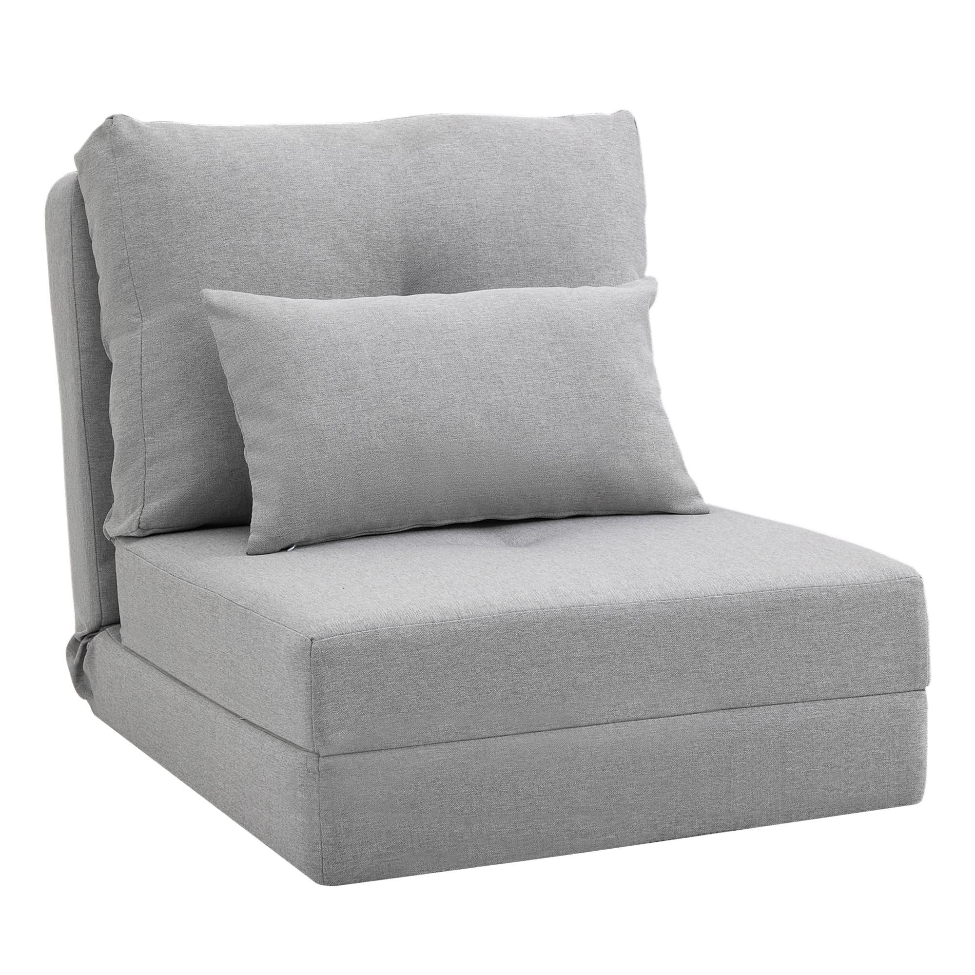 BODENSESSEL 2-in-1 Klappbett mit verstellbarer Rückenlehne Grau - Grau, Metall (60/56/80cm) - HOMCOM