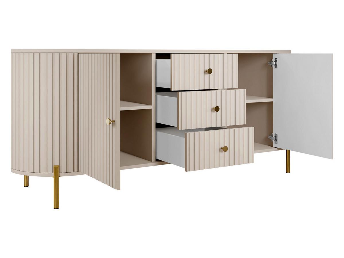 SIDEBOARD Sepiroz 180 2D3SZ - Sandfarben/Goldfarben, Holzwerkstoff/Metall (178/79/43cm) - MIRJAN24
