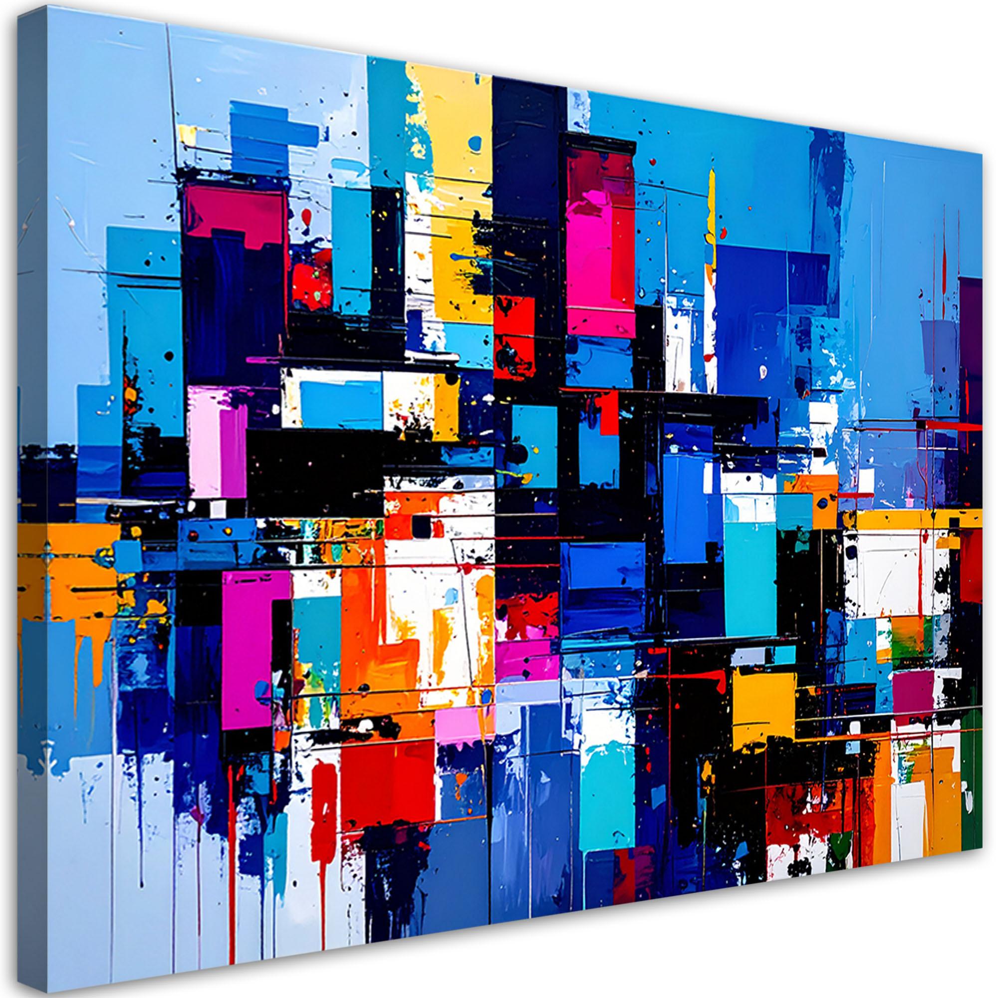 LEINWANDBILD Bunte Abstrakt Spritzer 60x40cm - Multicolor, Textil (60/40cm) - Feeby