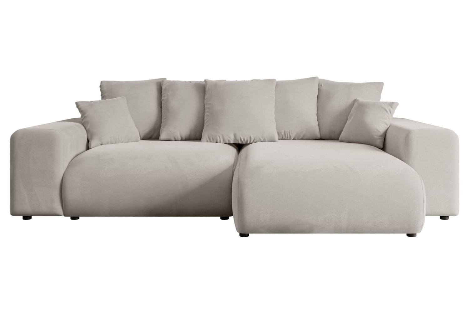 ECKSOFA Ottomane rechts ESKAR-L 266x176x72 Hellbraun Velours - Hellbraun/Schwarz, Holzwerkstoff/Kunststoff (176/266cm) - ALTDECOR