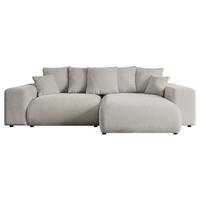 ECKSOFA Ottomane rechts ESKAR-L 266x176x72 Hellbraun Velours - Hellbraun/Schwarz, Holzwerkstoff/Kunststoff (176/266cm) - ALTDECOR