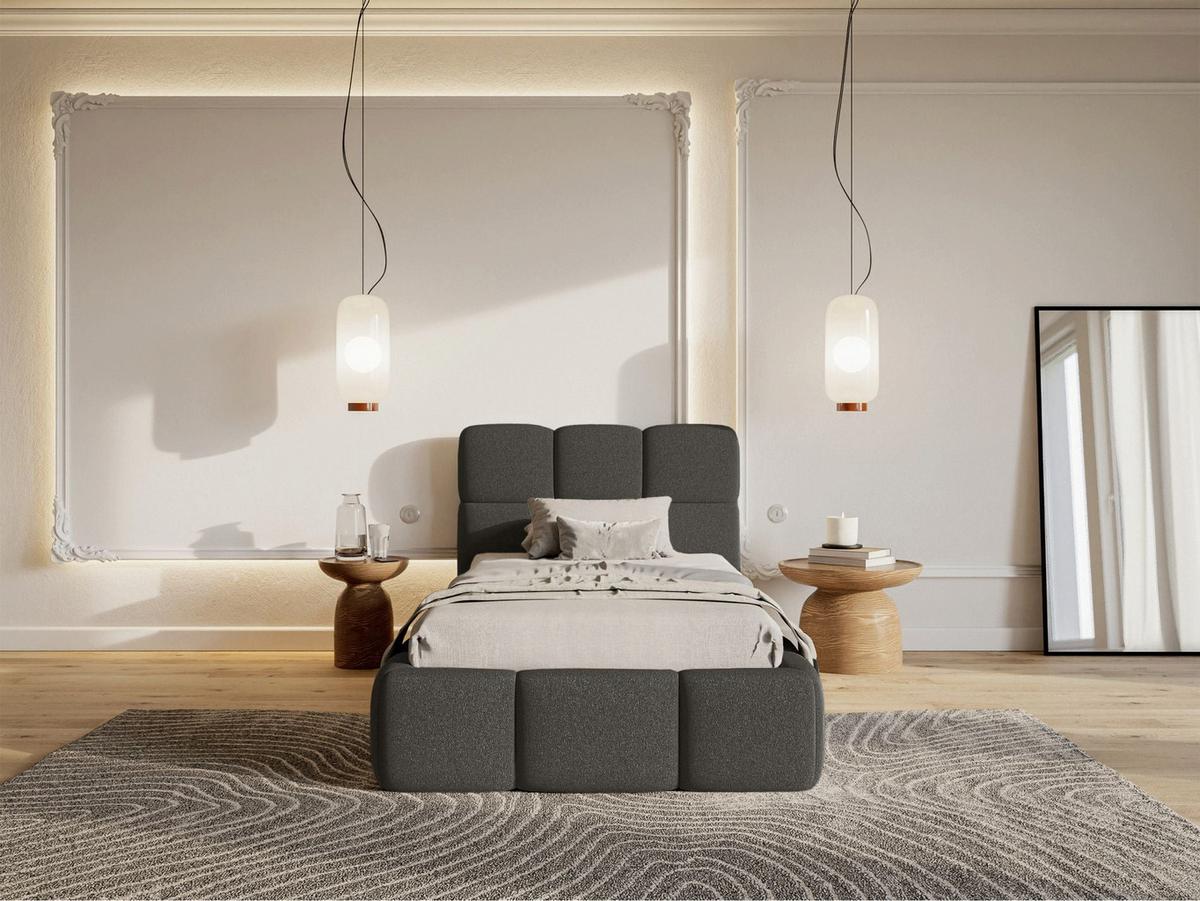 POLSTERBETT Cloudy Graphit Chenille, 90x200 cm - Graphitfarben/Schwarz, Kunststoff/Textil (90/200cm) - Selsey