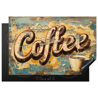 HERDABDECKPLATTE Kaffee - Vintage - Braun - Tasse Ceranfeldabdeckung 76x51.5 cm - Teakfarben, Kunststoff (76/51.5/0.2cm) - MuchoWow