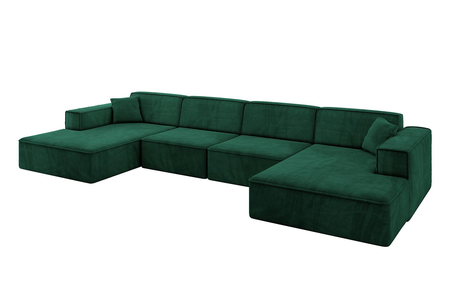 WOHNLANDSCHAFT IREA-U2-v4 - 386x165x77 cm Grün - Dunkelgrün, Holzwerkstoff/Textil (386/77/165cm) - ALTDECOR