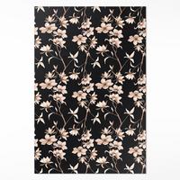TEPPICH 100x150 cm Helle Blumen auf Zweigen Vintage Muster - Schwarz, Kunststoff (100/150cm) - Wallfluent