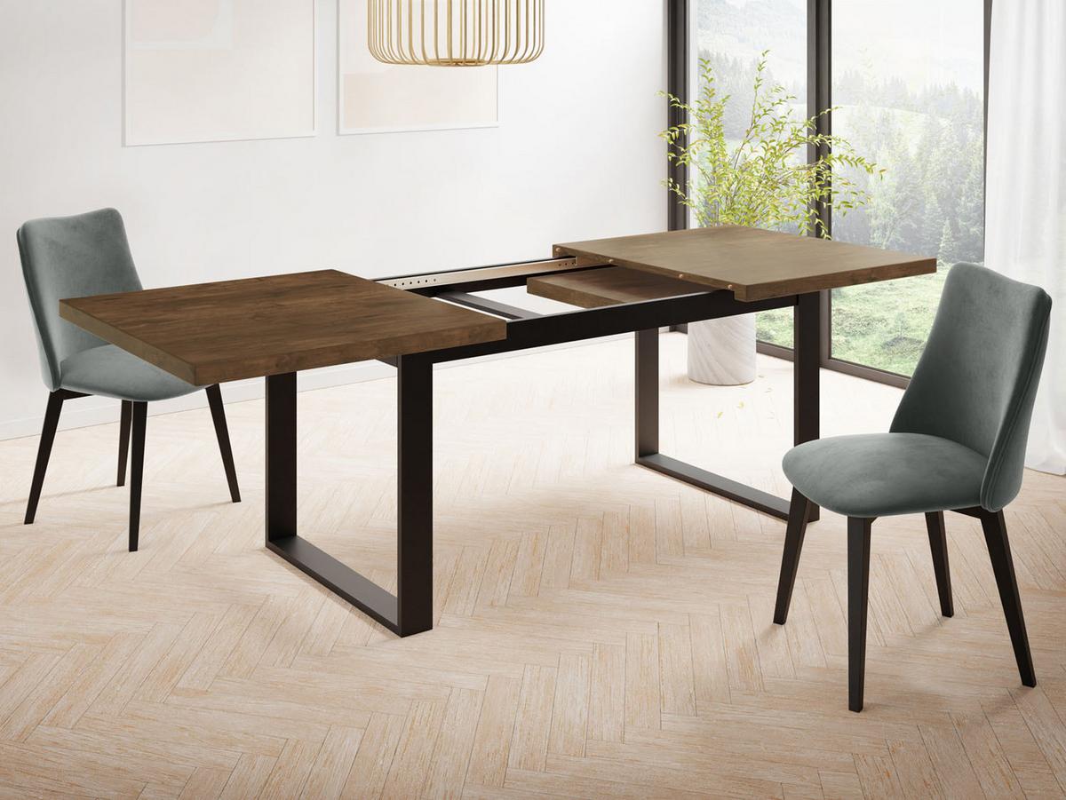 ESSTISCH Valentino rechteckig ausziehbar, Lefkas Eiche 140/180/80/75 cm - Alteiche/Schwarz, Holzwerkstoff/Metall (80/180/75cm) - WFL GROUP