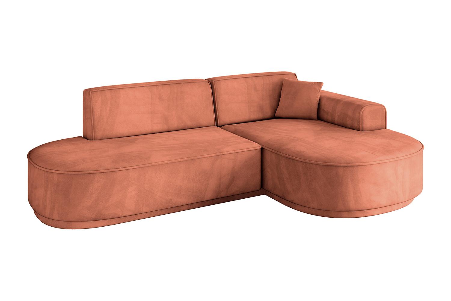 ECKSOFA Ottomane Rechts MARI-L1-v3 - 243x171x83 cm Koralle Velours - Koralle/Schwarz, Holzwerkstoff/Kunststoff (171/243cm) - ALTDECOR