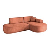 ECKSOFA Ottomane Rechts MARI-L1-v3 - 243x171x83 cm Koralle Velours - Koralle/Schwarz, Holzwerkstoff/Kunststoff (171/243cm) - ALTDECOR
