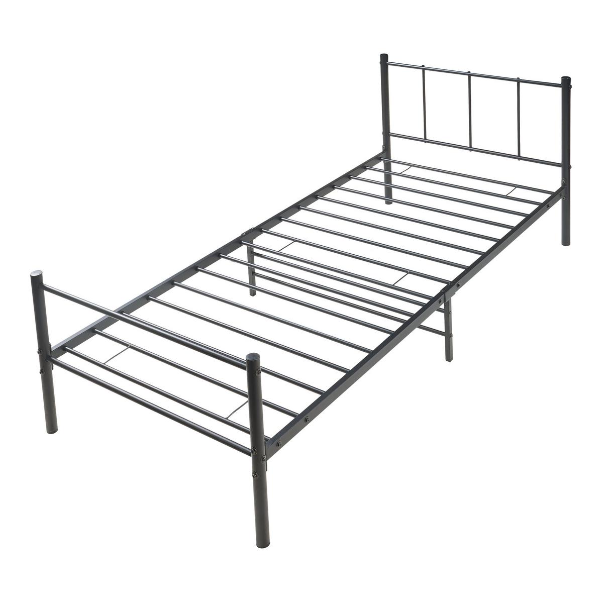 METALLBETT Laos - Schwarz, Metall (90/200cm) - [en.casa]