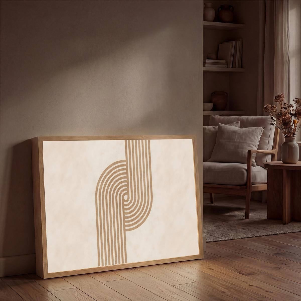 WANDLEUCHTE MIT AKKU Symmetrische Biegung - kupferfarbig 100x70 cm - Beige, Holzwerkstoff (100/70/8cm) - OnlyWow