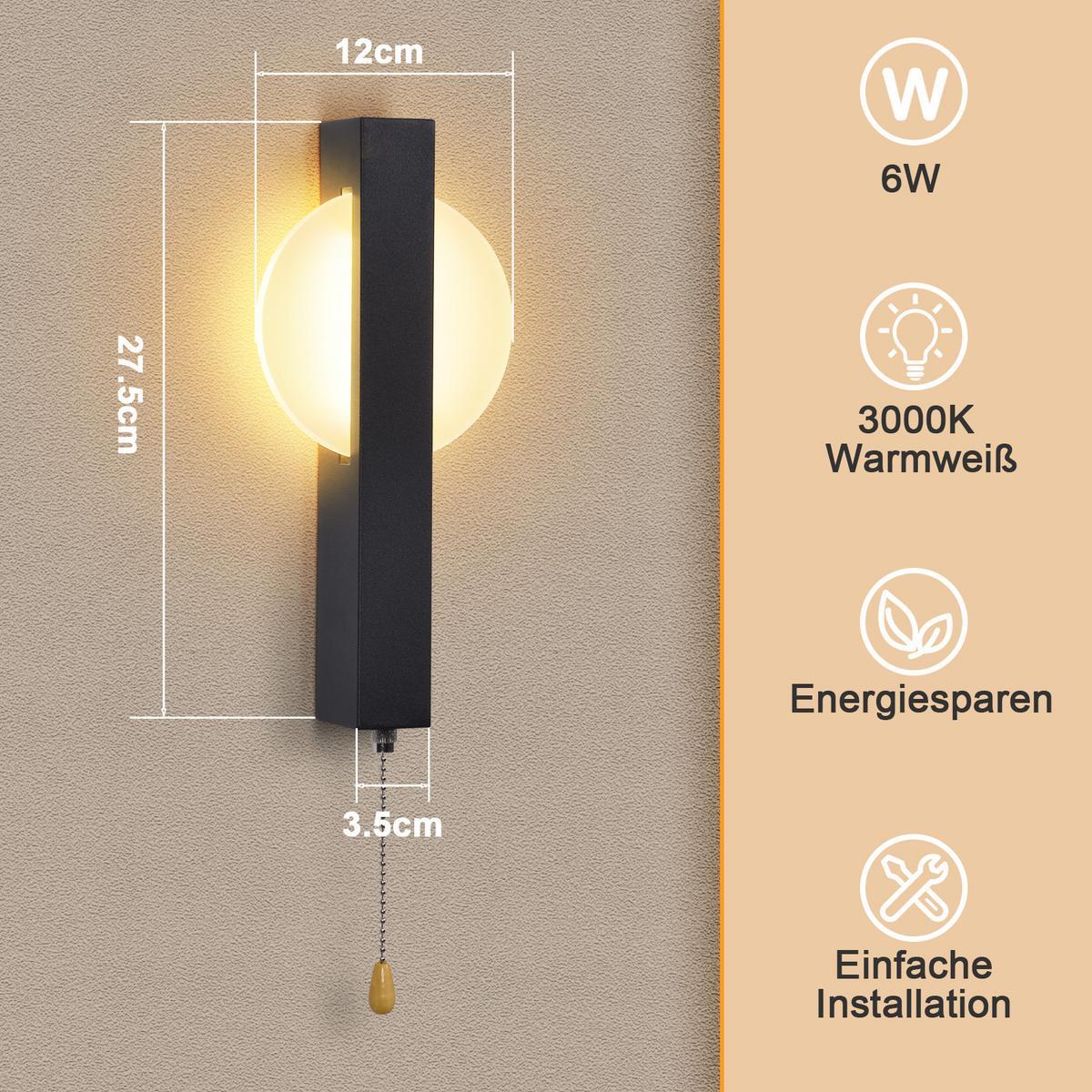 LED-WANDLEUCHTE Luminary 27.5/12/4.5 cm - Schwarz, Metall (12/4.5/27.5cm) - ZMH