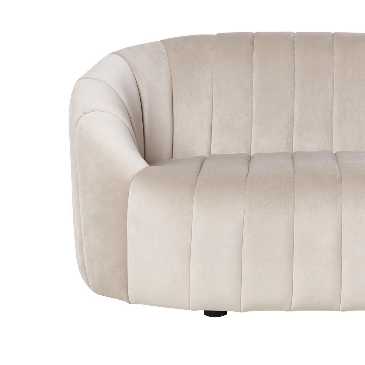 3-SITZER-SOFA Samtstoff Beige Malung - Beige, Textil (202/68/70cm) - Beliani