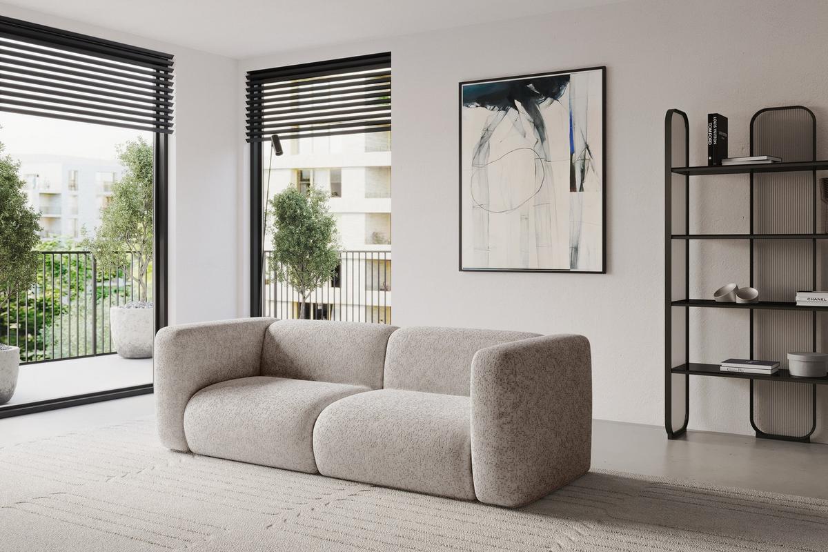MODULARES Sofa 2-SITZER MIRA-S1 228x89x70 Hellgrau cm Velours - Hellgrau/Schwarz, Holzwerkstoff/Kunststoff (228/70/89cm) - ALTDECOR