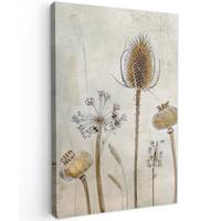 LEINWANDBILD Blumen - Aquarell - Stilleben - Braun - Vintage Deko Groß 90x140 cm - Beige, Textil (90/140cm) - MuchoWow