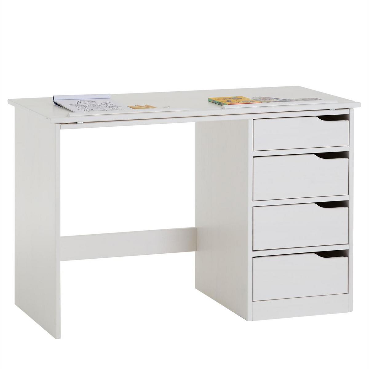 KINDERSCHREIBTISCH EMMA - Weiß, Holz (114/76/55cm) - IDIMEX