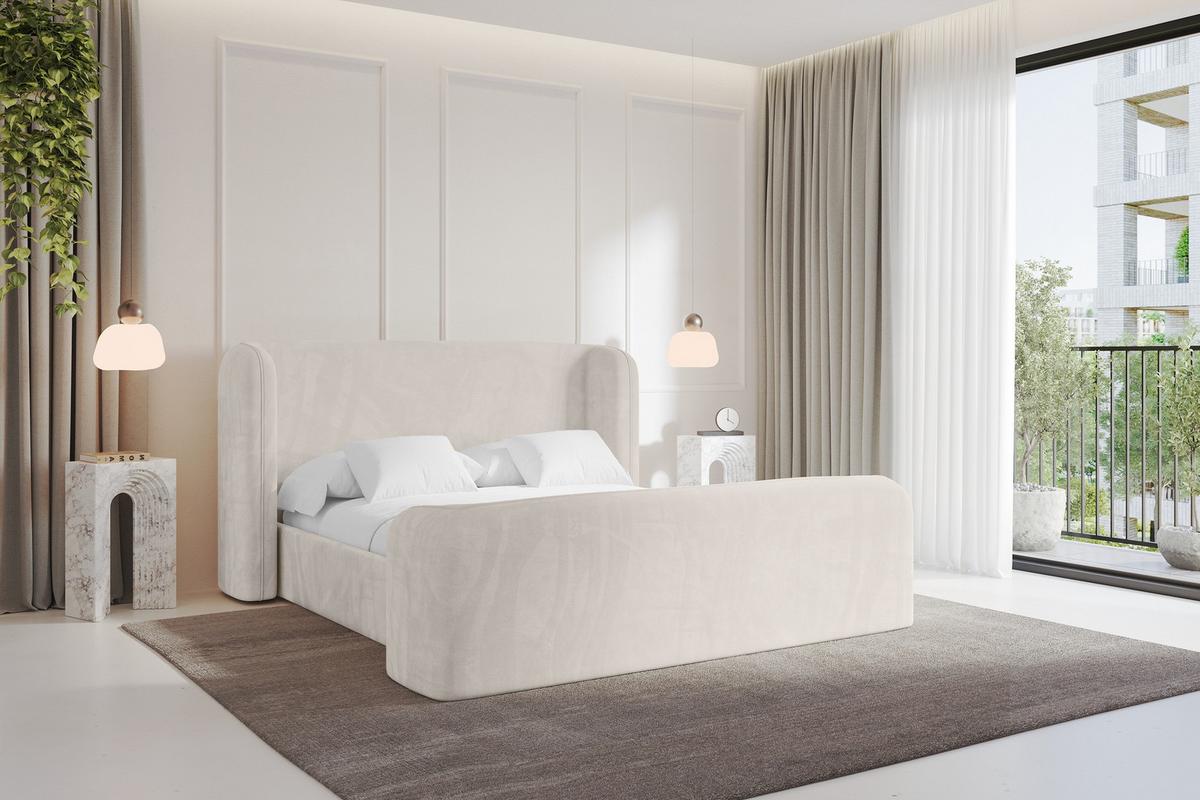 POLSTERBETT mit Bettkasten, Fußteil und Lattenrost, Bett mit Matratze H3/H4 - ESTI-Z 140x200 Beige - Greige, Holzwerkstoff/Textil (140/200cm) - ALTDECOR