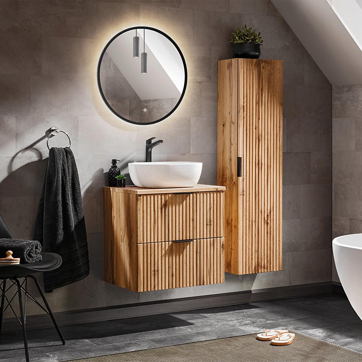 BADMÖBEL 60.6cm Adriel 2er-Set Holz - Braun, Holzwerkstoff (60.6/59/46cm) - Petits-meubles