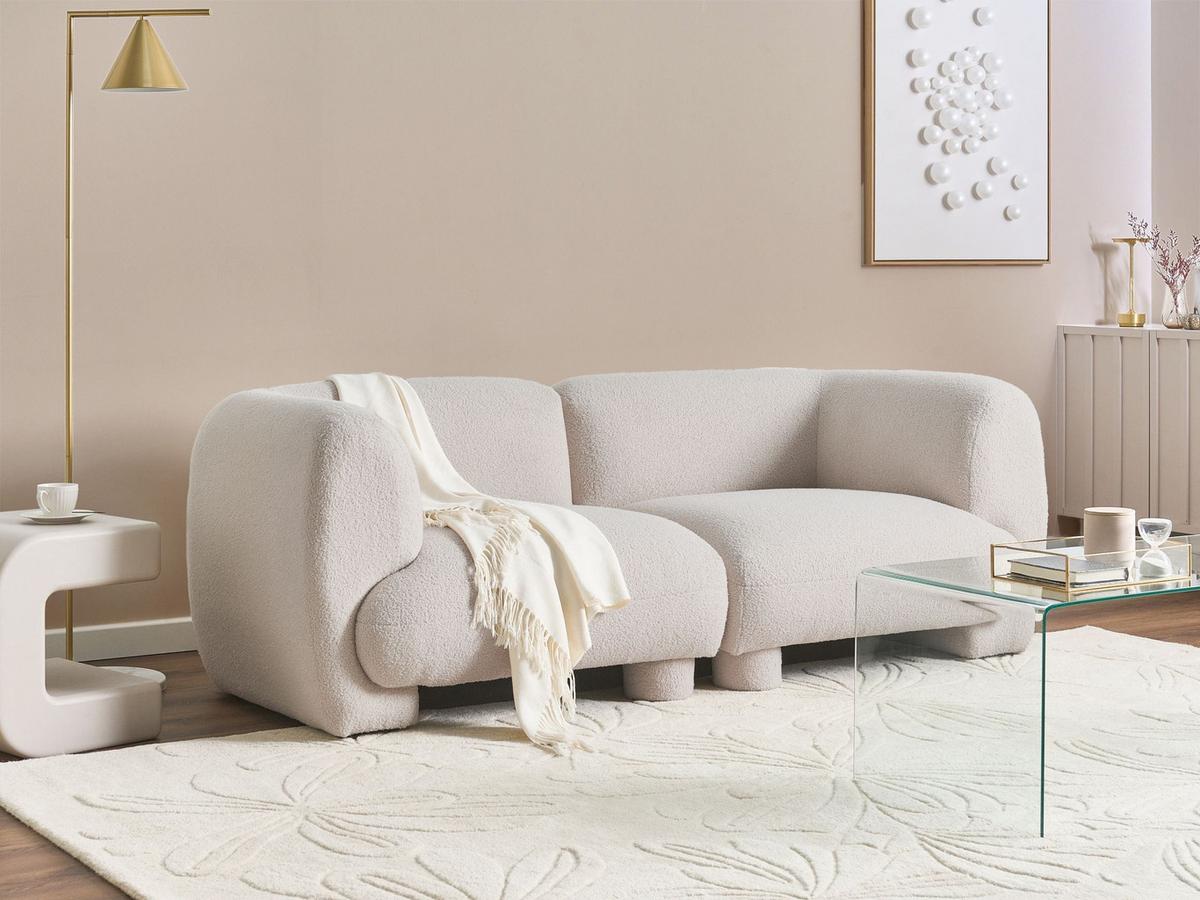 MODULSOFA 2-Sitzer Cremeweiß Bouclé Mjalbi - Creme, Textil (194/69/91cm) - Beliani