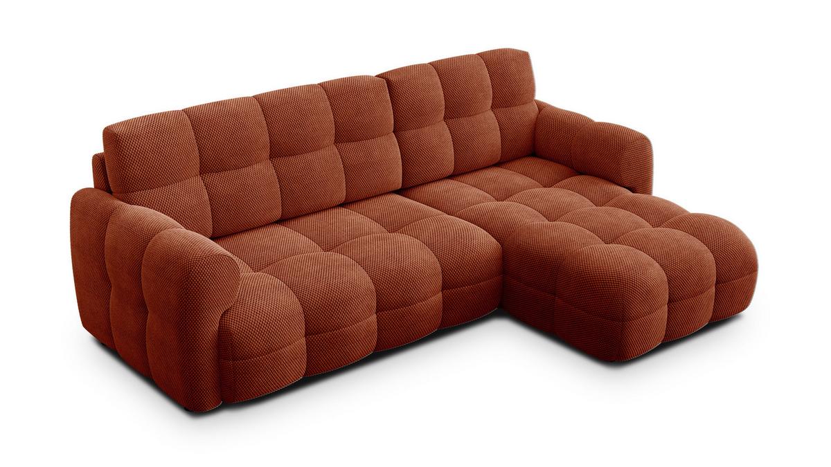 ECKSOFA MELLOW 3-Sitzer, dunkelorange - Dunkelorange/Schwarz, Holz/Textil (232/156cm) - Wozimo