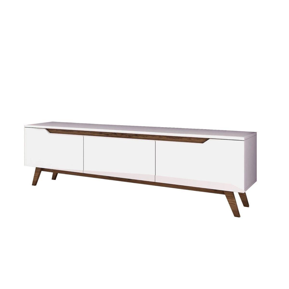 TV-MÖBEL mit 3 Türen weiß - L180 cm - Weiß, Holzwerkstoff (35/48.6/12.5cm) - Calicosy
