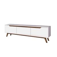 TV-MÖBEL mit 3 Türen weiß - L180 cm - Weiß, Holzwerkstoff (35/48.6/12.5cm) - Calicosy