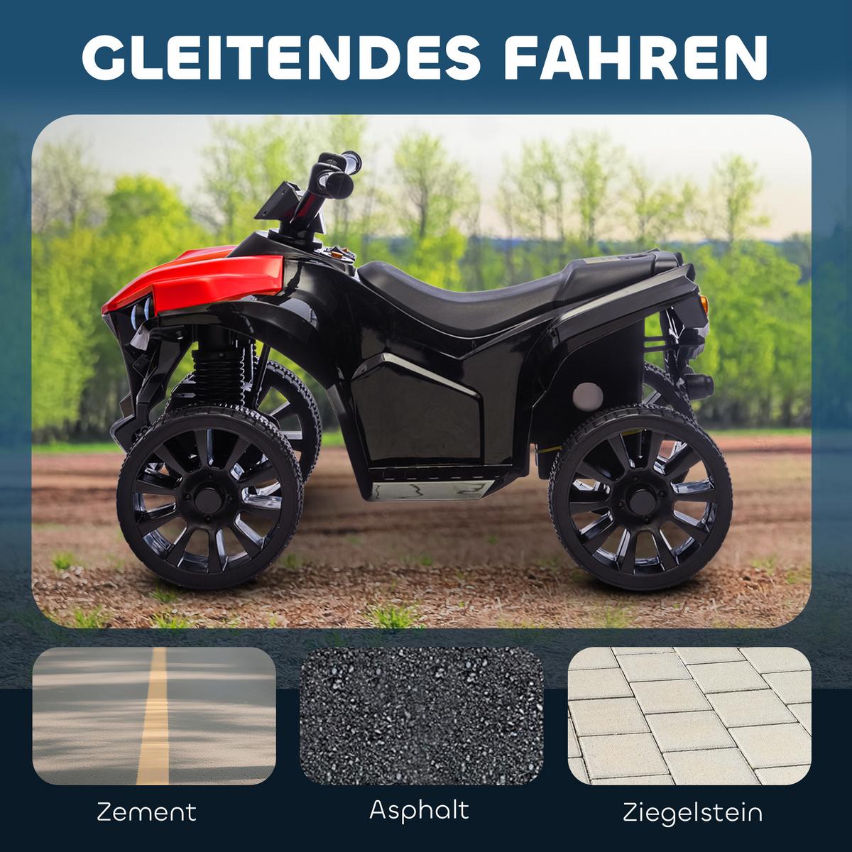 KINDER-ELEKTROQUAD 6V Kinderquad mit Vorwärts-, Rückwärtsfunktion, Musik - Rot, Metall (70/42/45cm) - AIYAPLAY