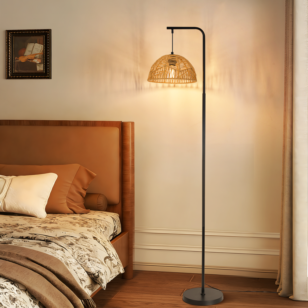STEHLAMPE Arwenor 28/15/164 cm - Schwarz, Textil/Metall (28/15/164cm) - ZMH