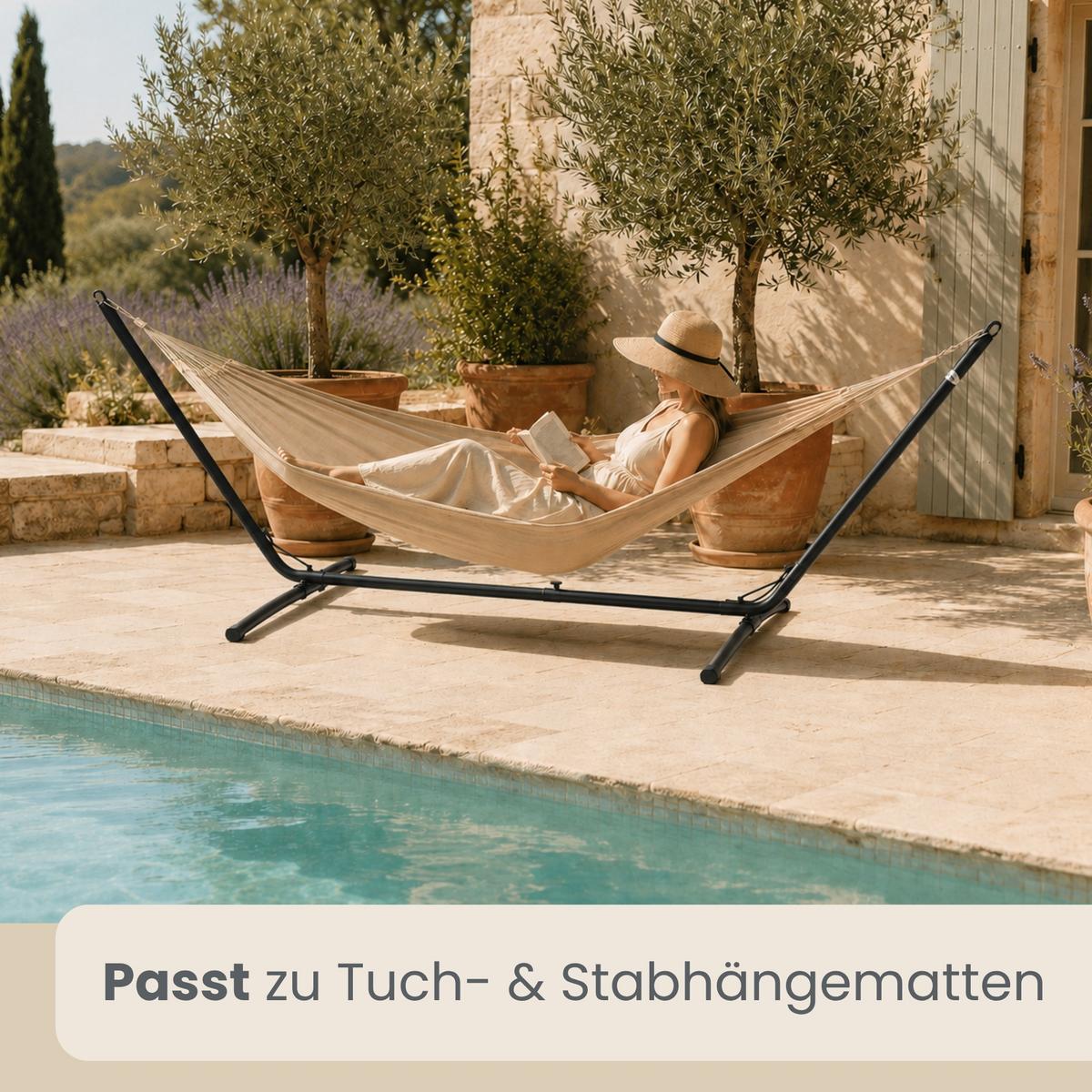 HÄNGEMATTENGESTELL bis 120kg, 310/100cm, schwarz - Schwarz, Metall (310/100/95cm) - Amanka