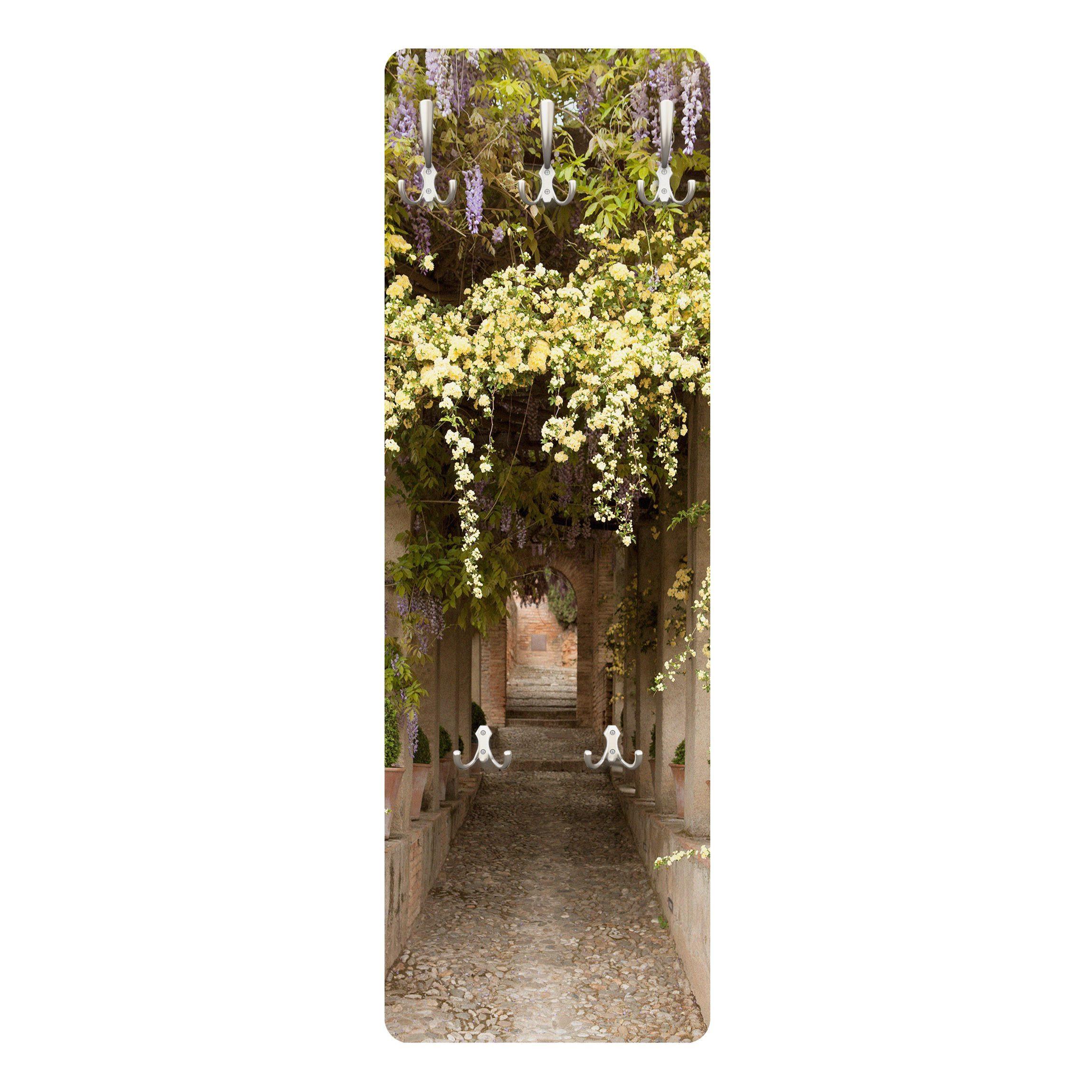 WANDGARDEROBE - Blumengesäumter Weg in Spanien 34/105 cm - Braun, Holzwerkstoff (34/105/1.6cm) - Bilderwelten