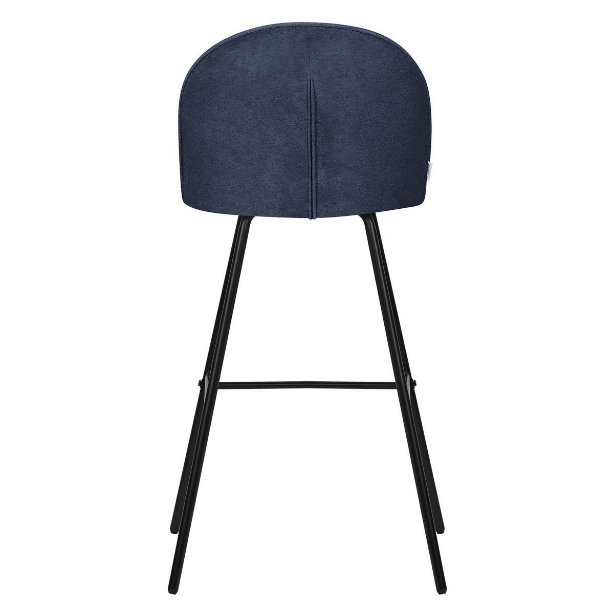 BARHOCKER 4er Set Dunkelblau mit Stoffbezug - Schwarz/Dunkelblau, Textil/Metall (52/102/50cm) - ML-DESIGN