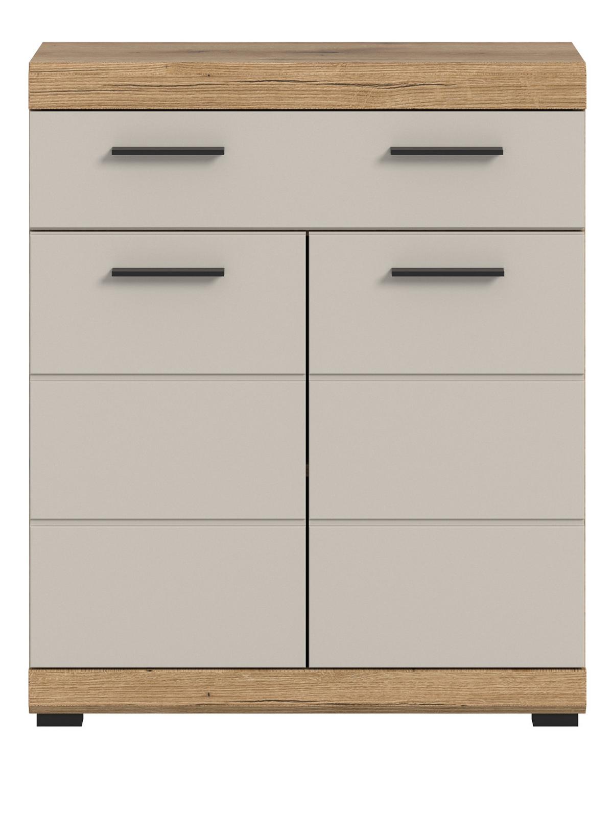 BADKOMMODE Sand Kashmir, Eiche, Badschrank 74 x 88 cm 2-türig mit Vollauszug - Kaschmir/Eichefarben, Holzwerkstoff/Kunststoff (74/88/31cm) - Inn.Furn