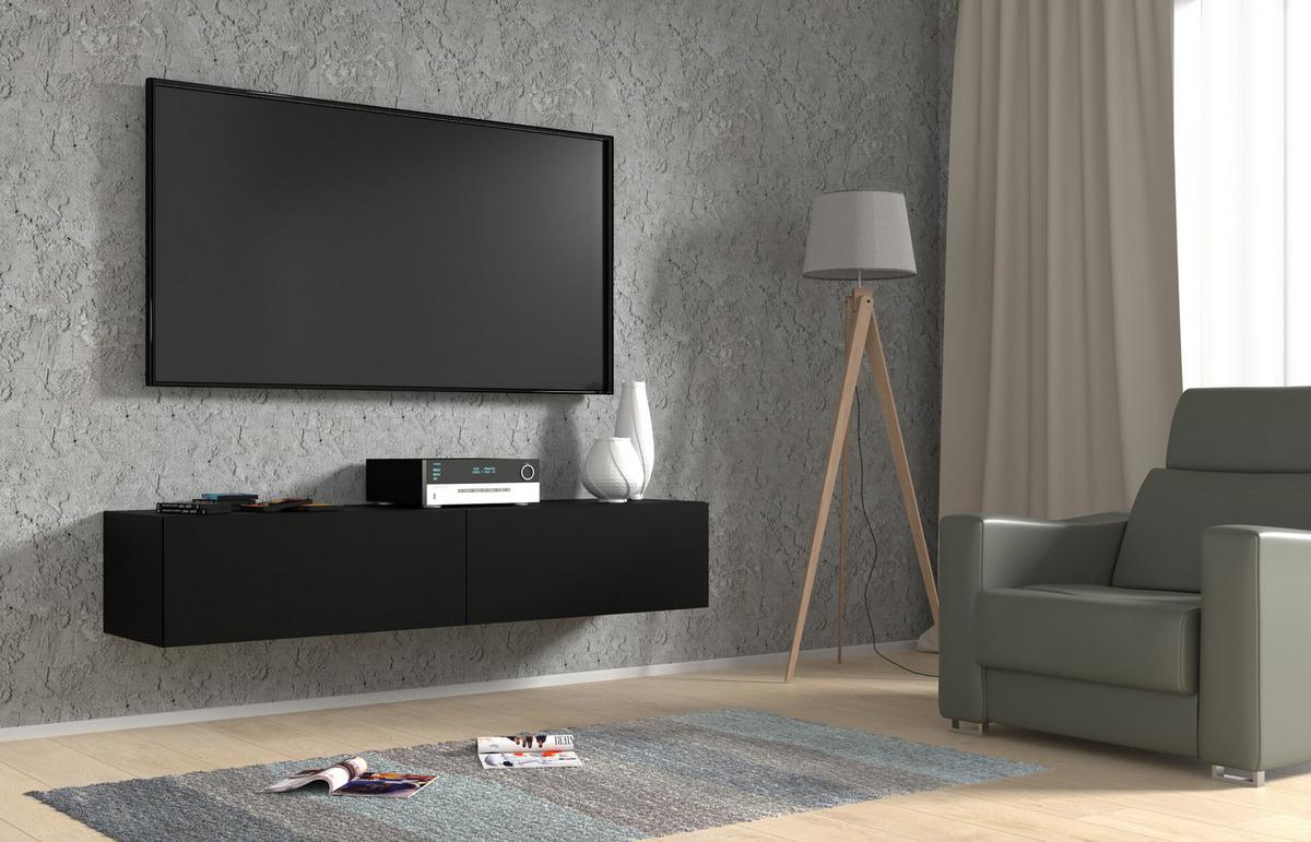 TV LOWBOARD Schwarz 160/30/40 - Schwarz, Holzwerkstoff (160/30/40cm) - RAUMHIRSCH FURNITURE