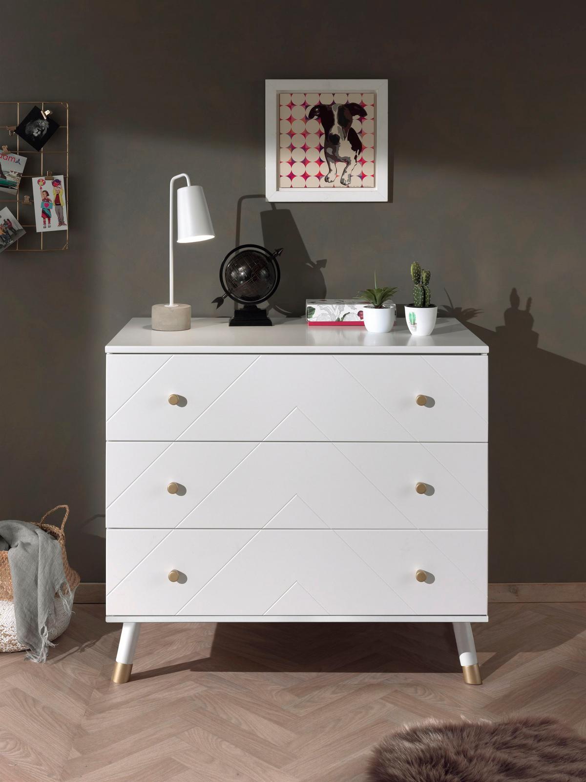 SCHUBLADENKOMMODE Kamillah 100x57x89 Kinderzimmerkommode Satin Weiß - Weiß, Holzwerkstoff (100/89/57cm) - 58aufmkessel