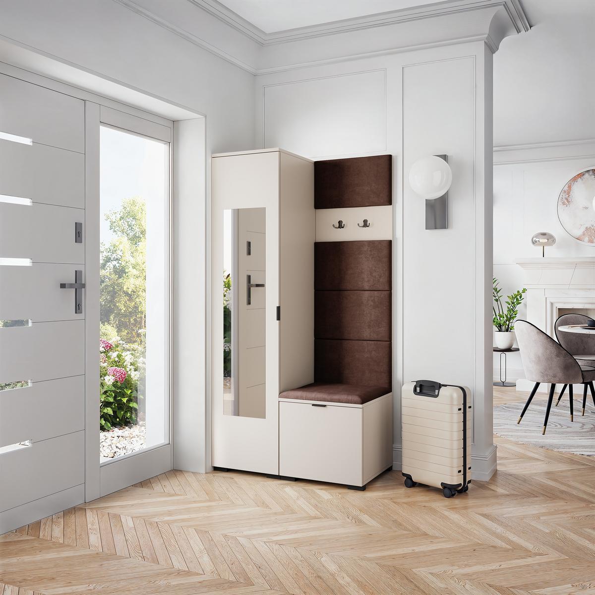 GARDEROBENSCHRANK VIRA 95/181/51 cm Modern Garderobe-Set Kaschmir - Kaschmir/Braun, Holzwerkstoff (95/181/51cm) - MASSENO
