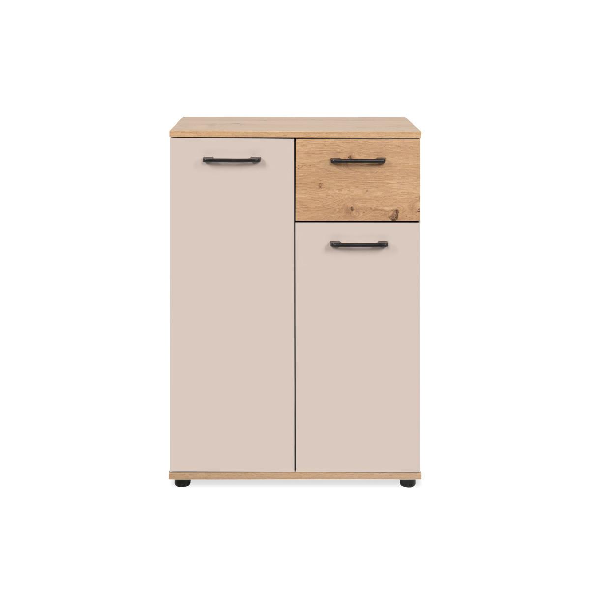 SIDEBOARD 2 Türen, 1 Schublade in Eicheneffekt und Kaschmir 35/85,5/60 cm - Eschefarben, Holzwerkstoff (35/85.5/39cm) - Calicosy