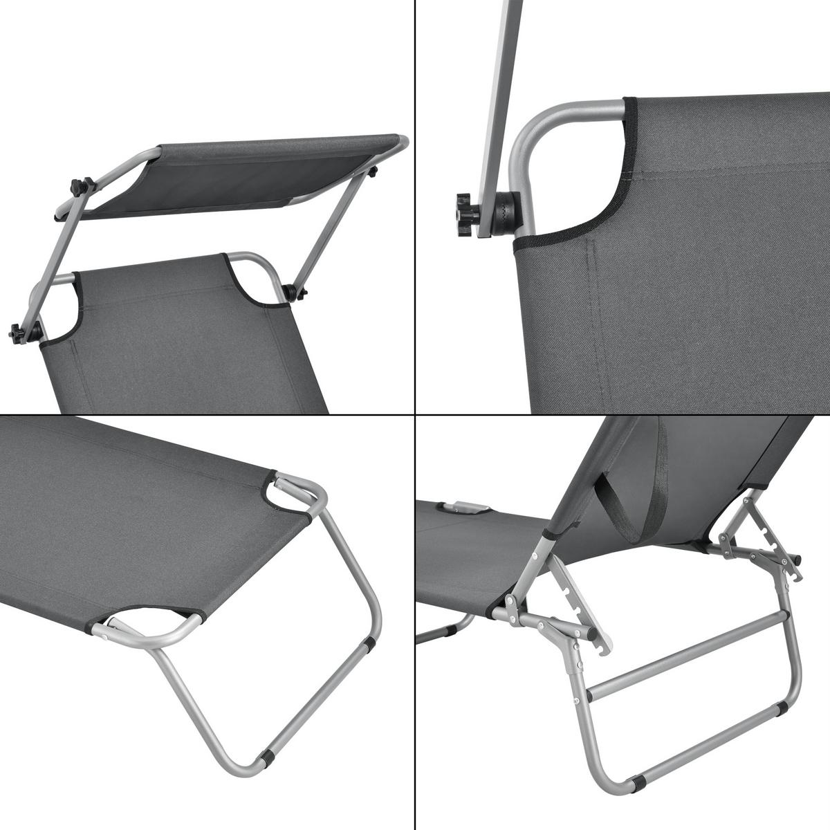 SONNENLIEGE Argozelo - Dunkelgrau, Textil/Metall (186/24/55cm) - casa.pro