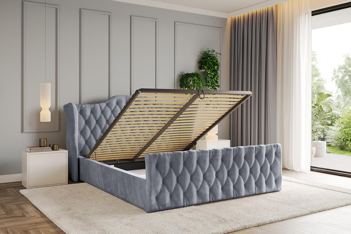 POLSTERBETT mit Bettkasten, Fußteil und Lattenrost, Boxbett mit Matratze H3/H4 - ZORAN-Z 120x200 Grau - Grau, Holzwerkstoff/Textil (120/200cm) - ALTDECOR