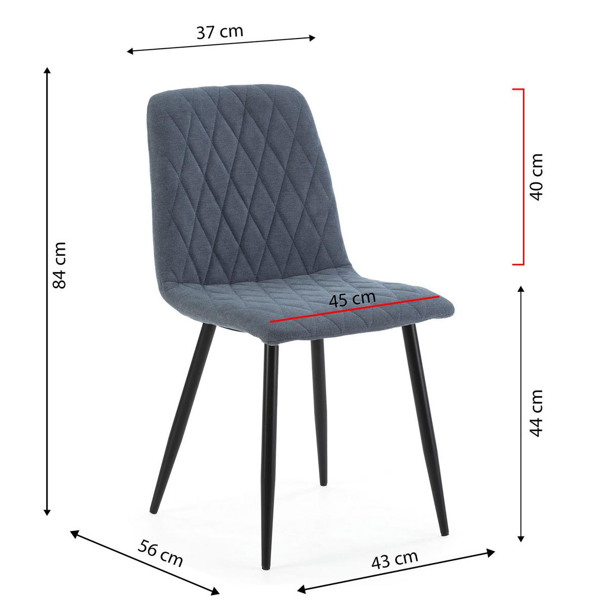 STUHL 4er-Set Abril blauer Stoff - Blau, Textil/Metall (45/84/56cm) - VS Venta-stock