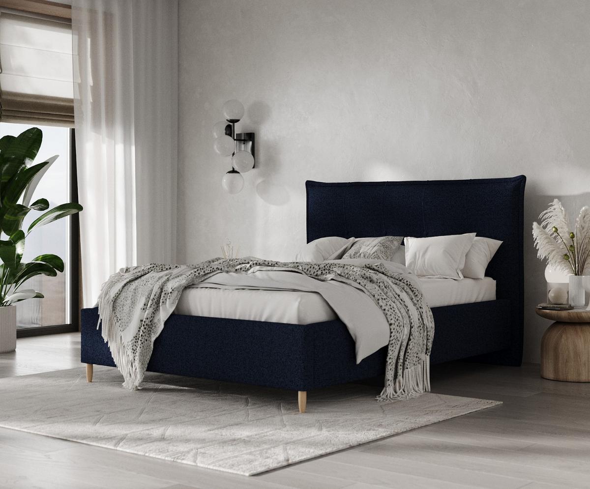 POLSTERBETT Plaza 180/200 cm Marineblau im Riva Stoff - Naturfarben/Dunkelblau, Holz/Holzwerkstoff (180/200cm) - AltaBeds