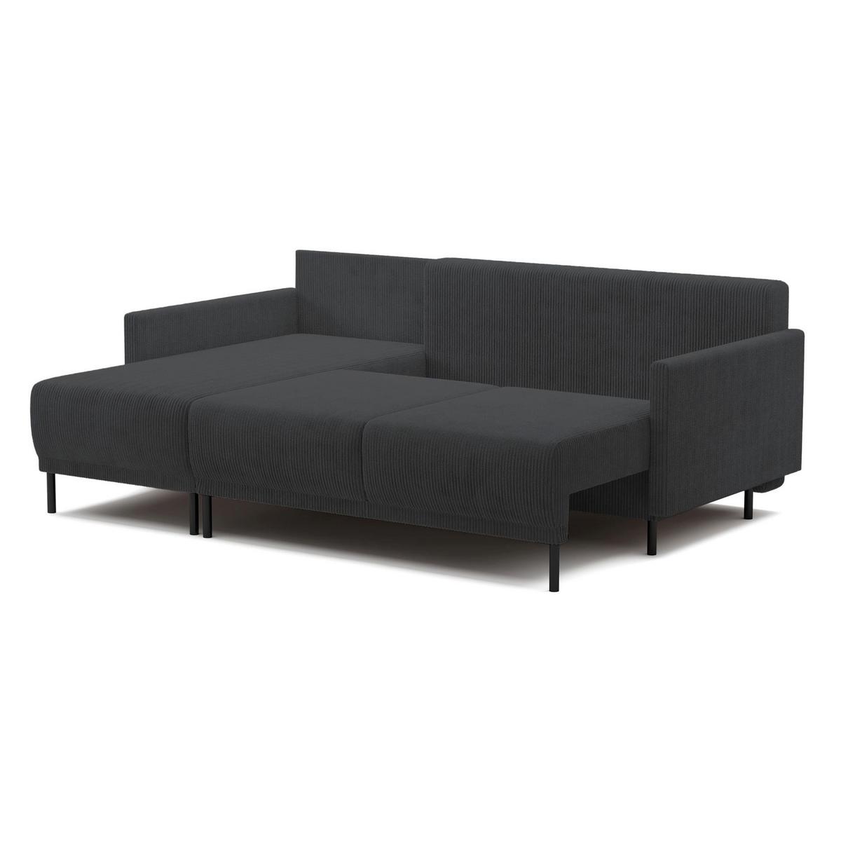 ECKSOFA Hamiel Blaugrau Cord - Blaugrau/Hellgrau, Textil/Metall (212/142cm) - Selsey