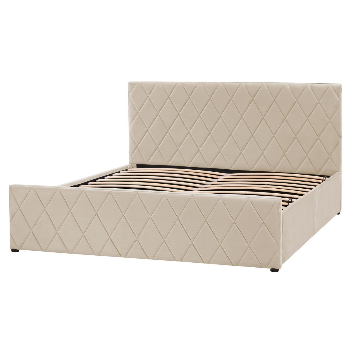BETT mit Stauraum 160x200 cm Beige Rochefort - Beige, Textil (160/200cm) - Beliani