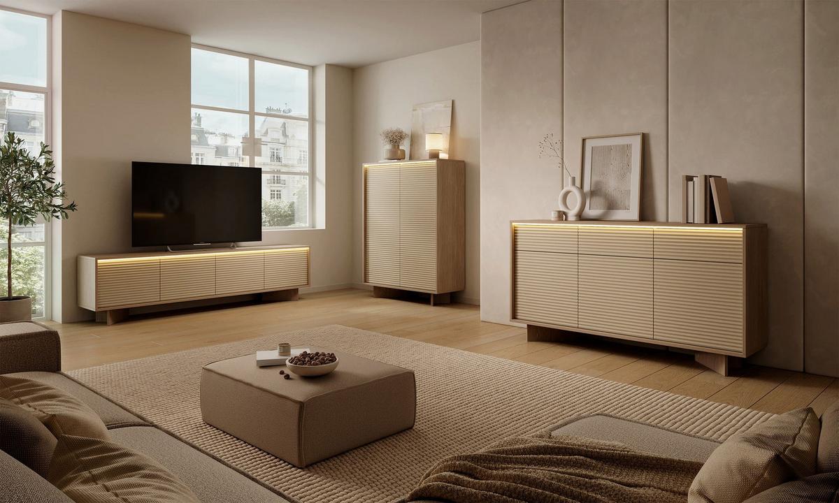 SIDEBOARD Semi 153 cm - Beige/Cappuccino, Holzwerkstoff (153.9/84.4/40cm) - Selsey