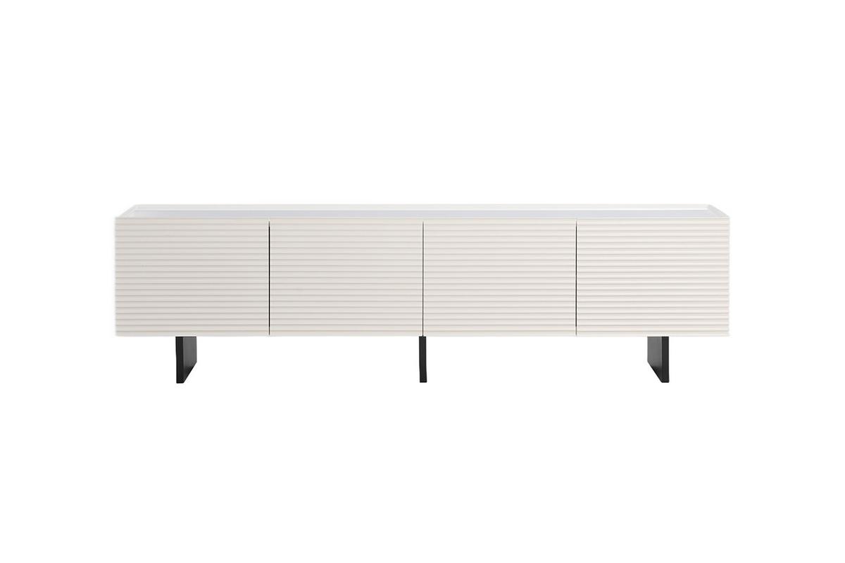 LOWBOARD LYNN Weiß Holz - Schwarz/Weiß, Holzwerkstoff/Metall (200/55/40cm) - KAWOLA