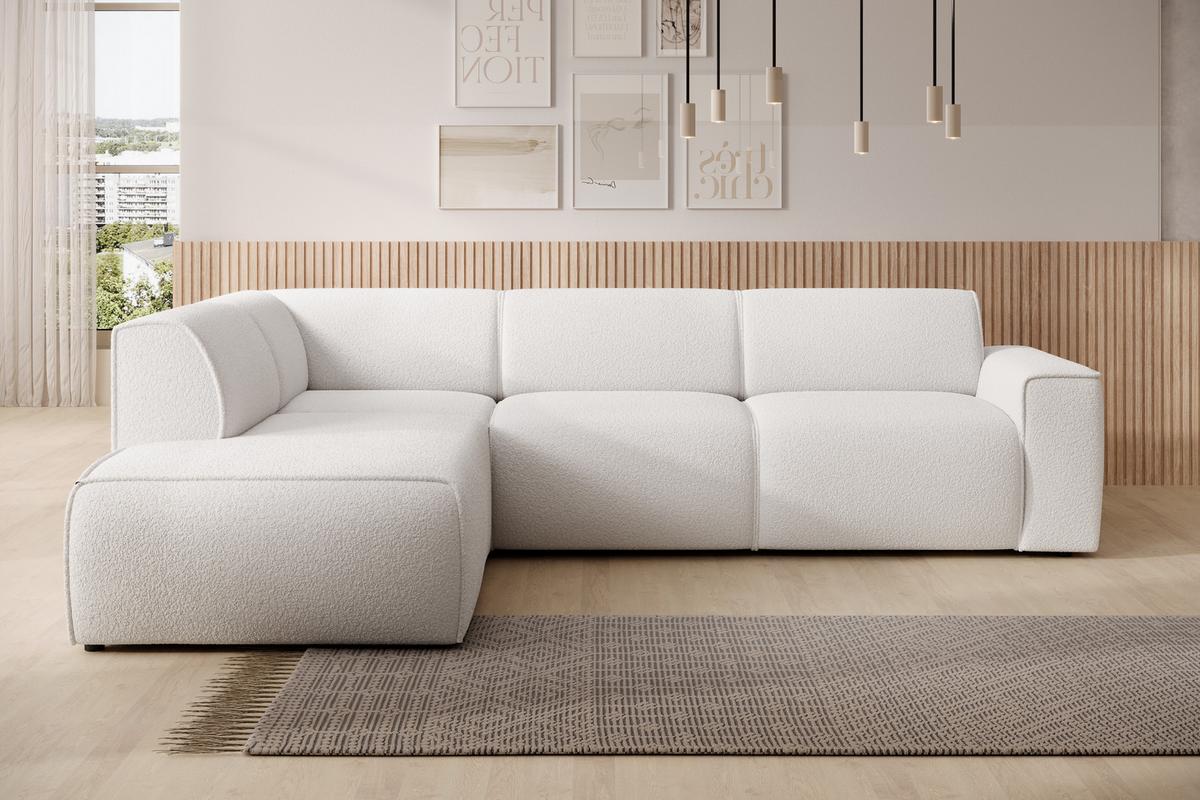 ECKSOFA L Form Didim Weiß 292/220/78 cm – großes Sofa stilvoll & bequem L - Schwarz/Weiß, Kunststoff/Textil (220/292cm) - AX Living