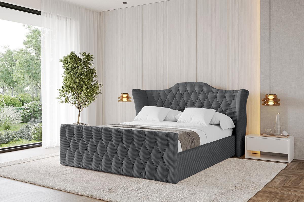 POLSTERBETT mit Bettkasten, Fußteil und Lattenrost, Boxbett mit Matratze H3/H4 - ZORAN-Z 120x200 Dunkelgrau - Anthrazit, Holzwerkstoff/Textil (120/200cm) - ALTDECOR