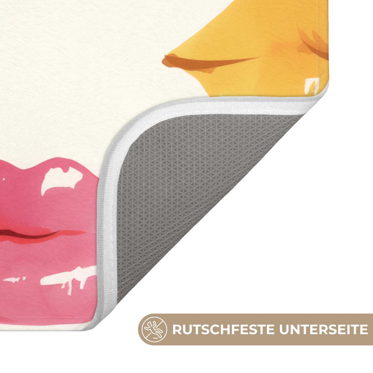 BADEMATTE Lippen - Bunt - Glänzend 60x40 cm - Rosa, Textil (60/40cm) - OnlyWow